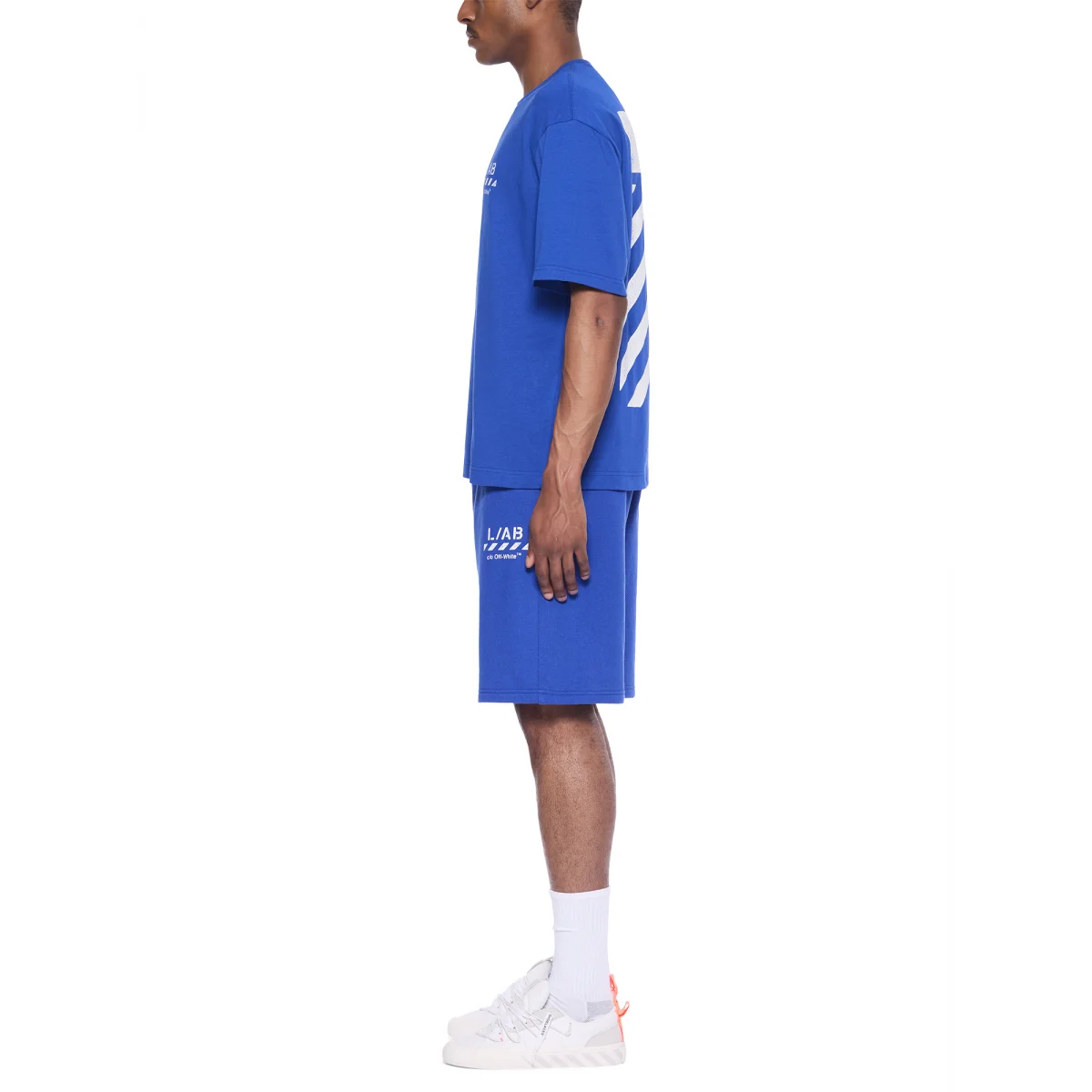 LAB OFF-WHITE - L/AB Diagonal Oversized T-shirt  - Steel Indigo (LABOW-Blue)